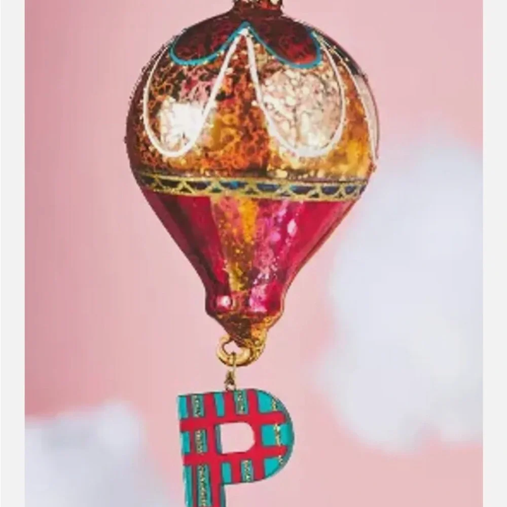 Anthropologie monogram Hot Air Balloon Ornaments
